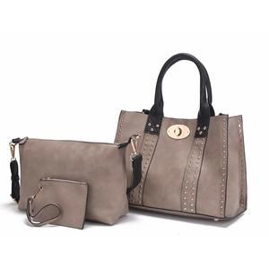 Mia K Collection 3-Pc Set, Studded Tote Bag, Pouch Handbag, :[